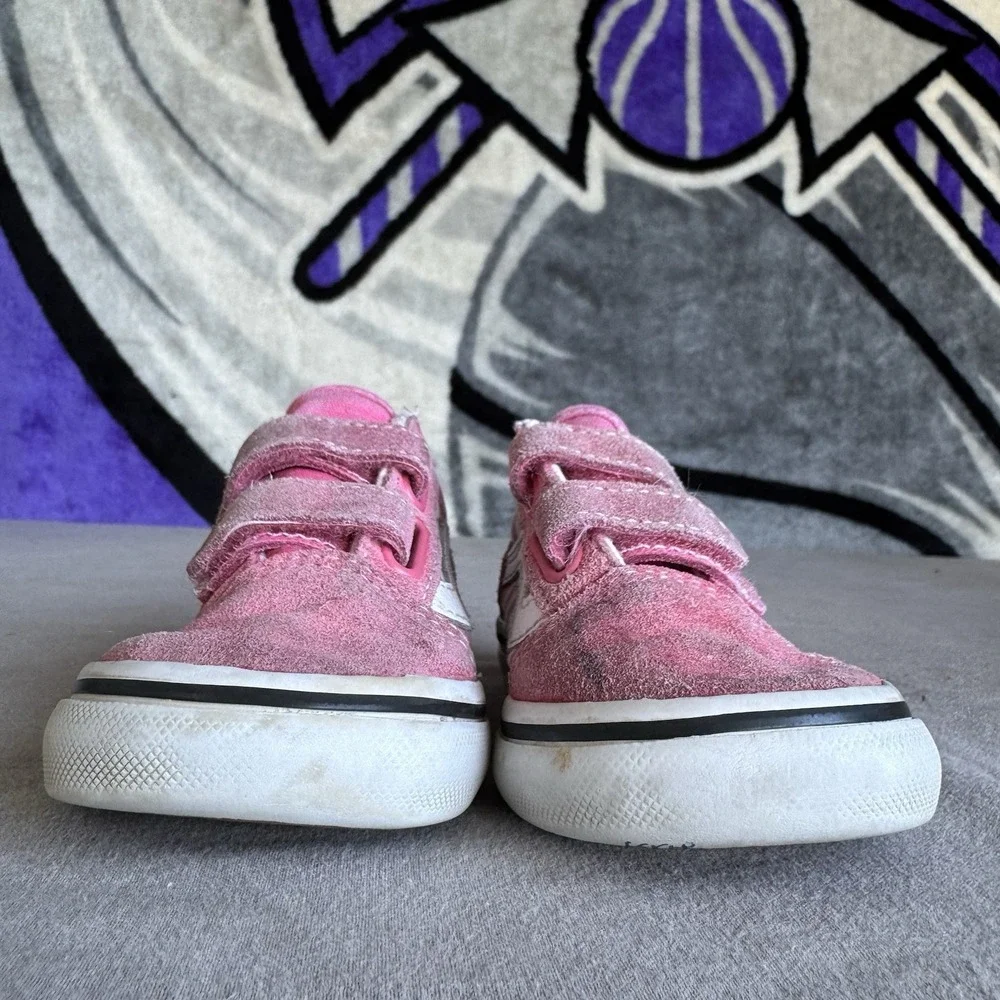 Size 8c - Vans Off The Wall Old Skool Pink White Checkerboard Kids Shoes